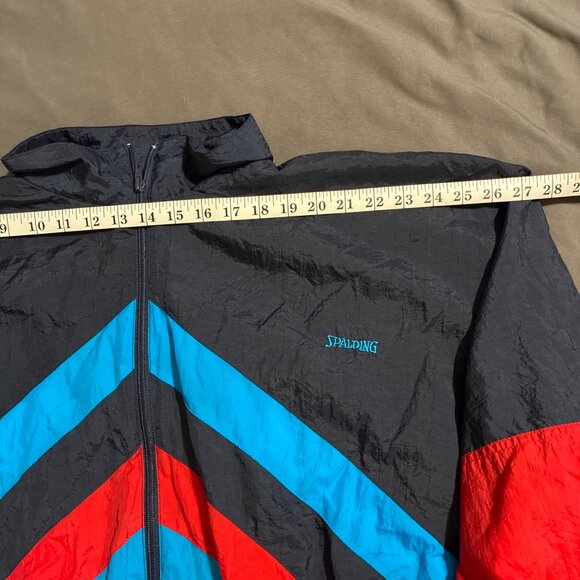 Vtg 90’s Spalding Windbreaker Jacket 2XL, Lined, full zip Blue Red Retro - Picture 7 of 8